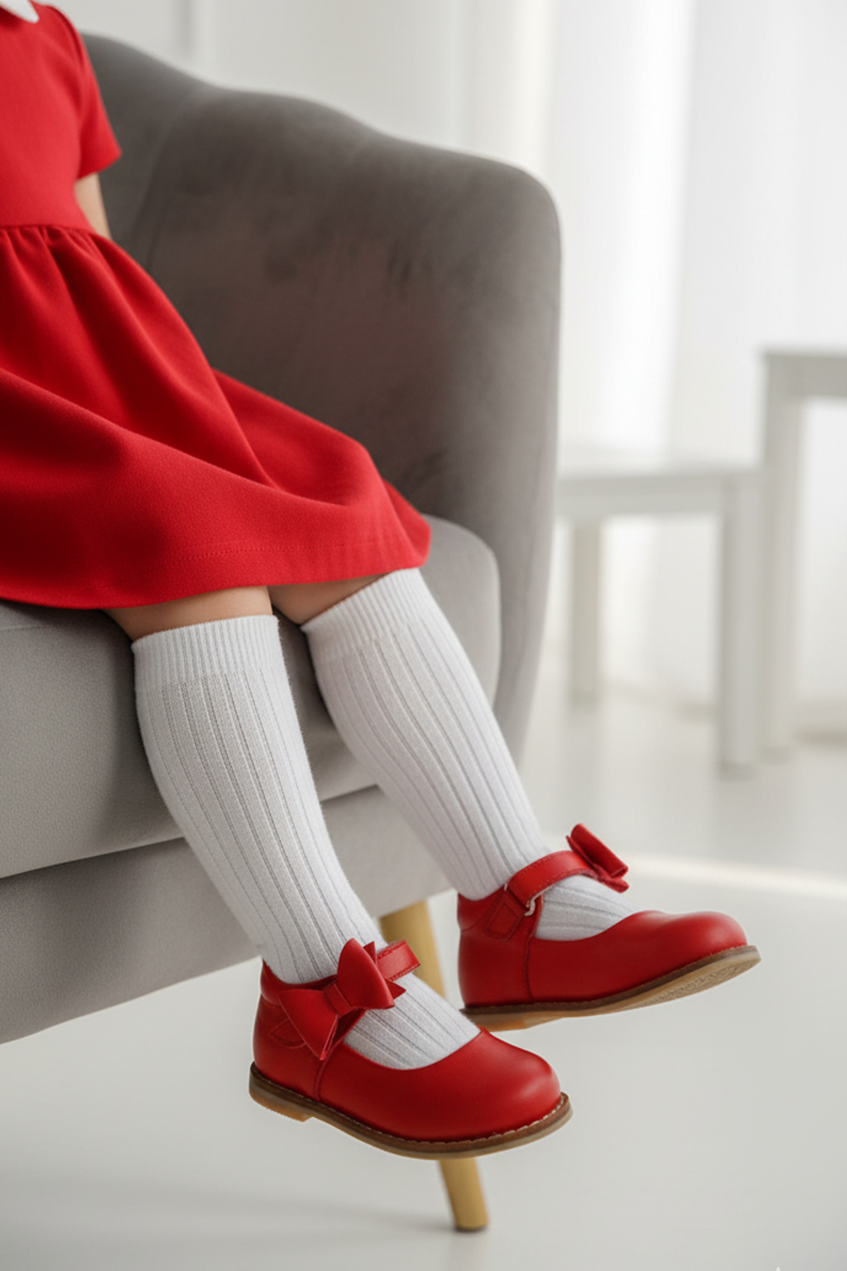 Hakiki Deri  Cırtlı Ortopedik İlkadım Ayakkabı Kırmızı CV-340