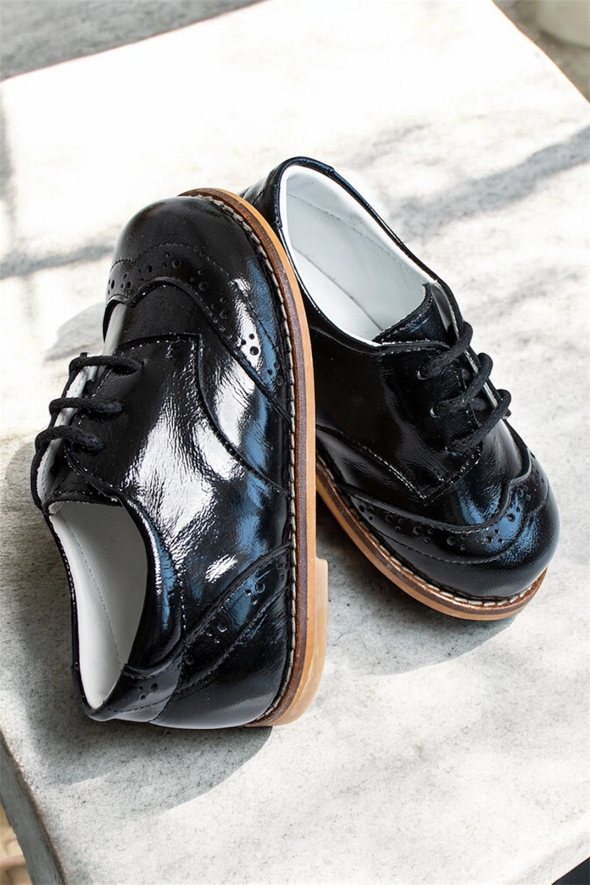 Hakiki Deri Ortopedik İlkadım Ayakkabı Siyah Rugan CV-434