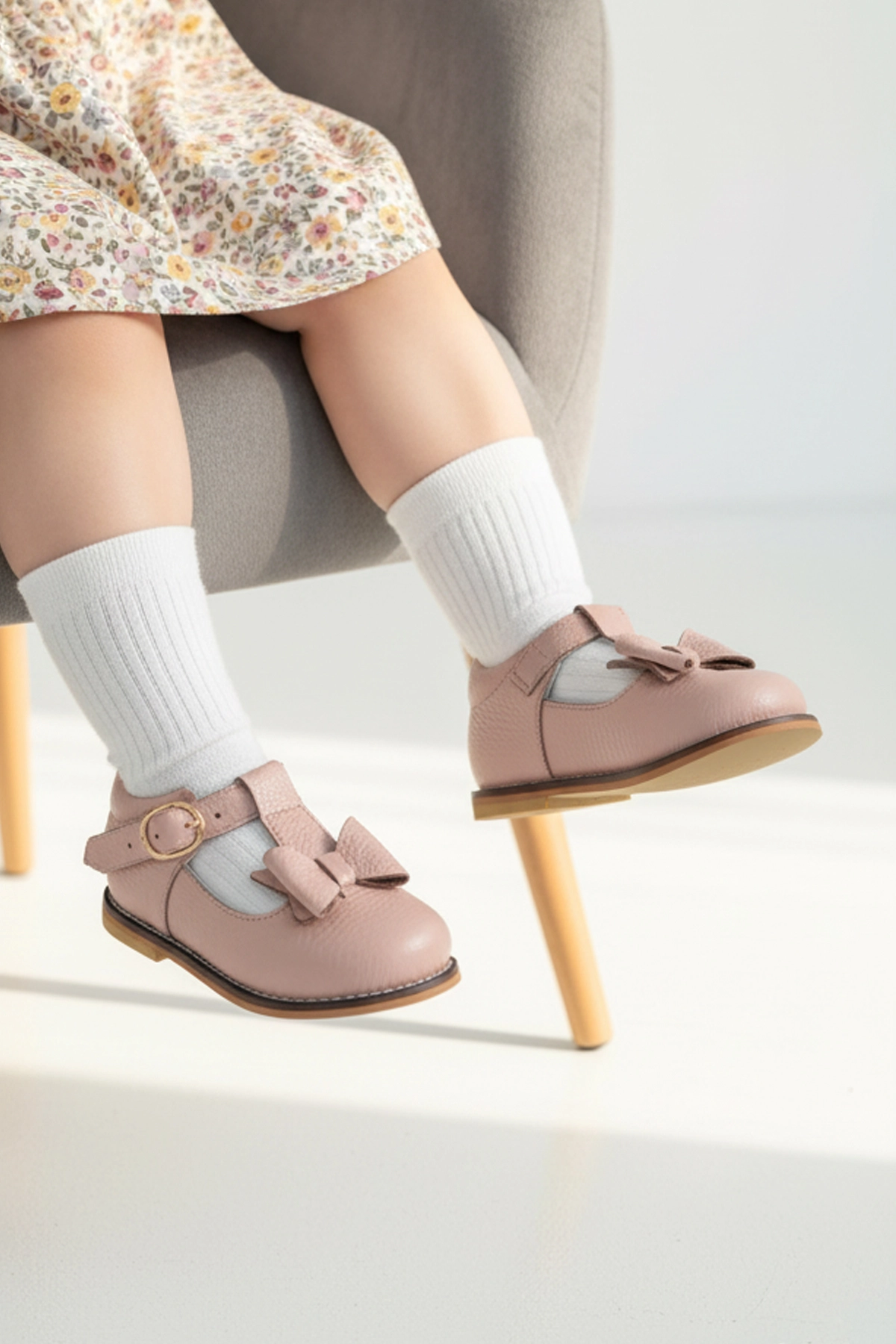 Hakiki Deri Ortopedik İlkadım Ayakkabı Pudra CV-468