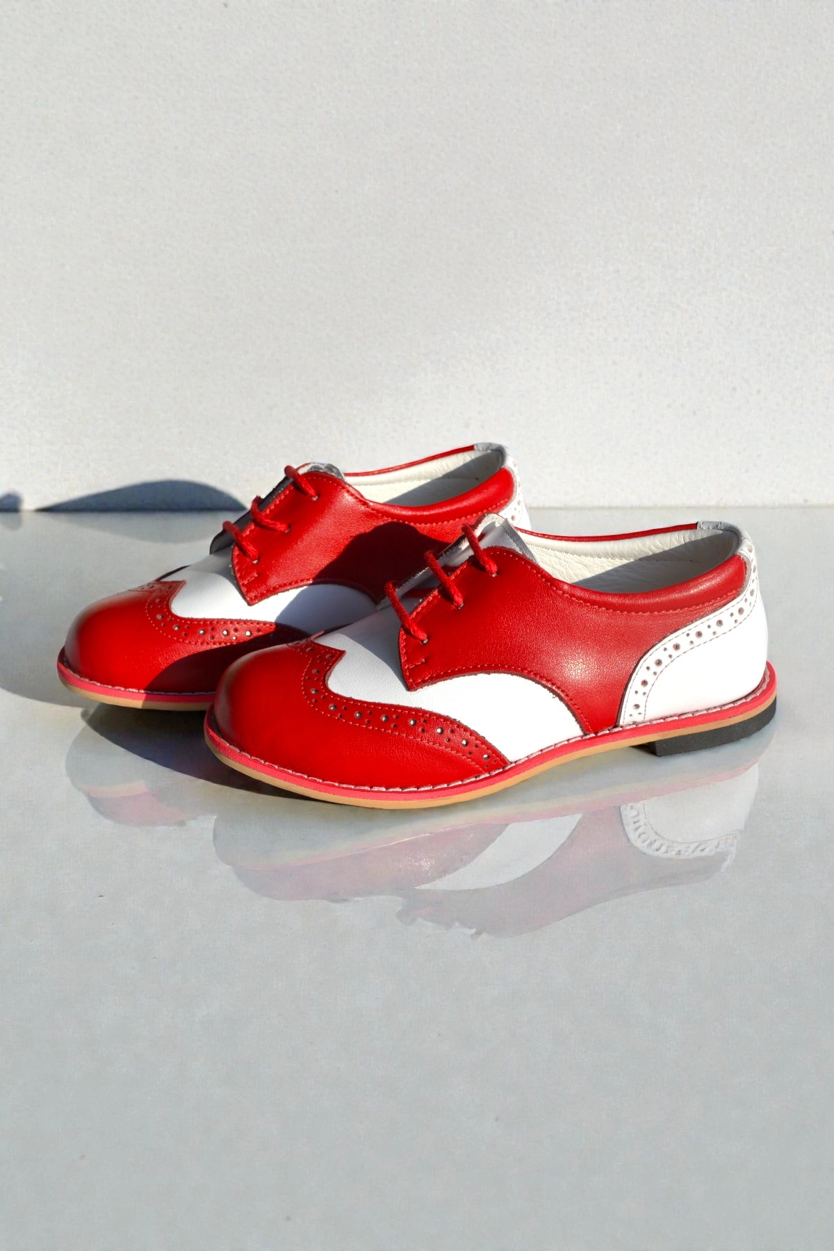 Hakiki Deri Ortopedik İlkadım Ayakkabı Kırmızı Beyaz CV-482