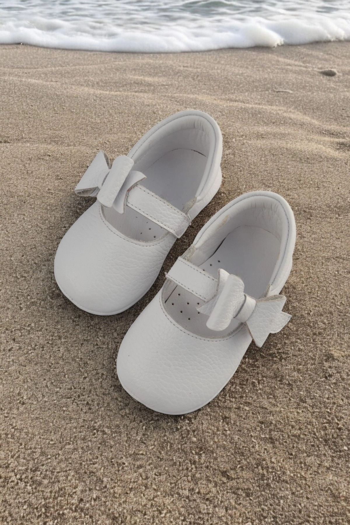 Hakiki Deri Babet Ortopedik ilkadım Bebek Ayakkabısı Beyaz CV-475