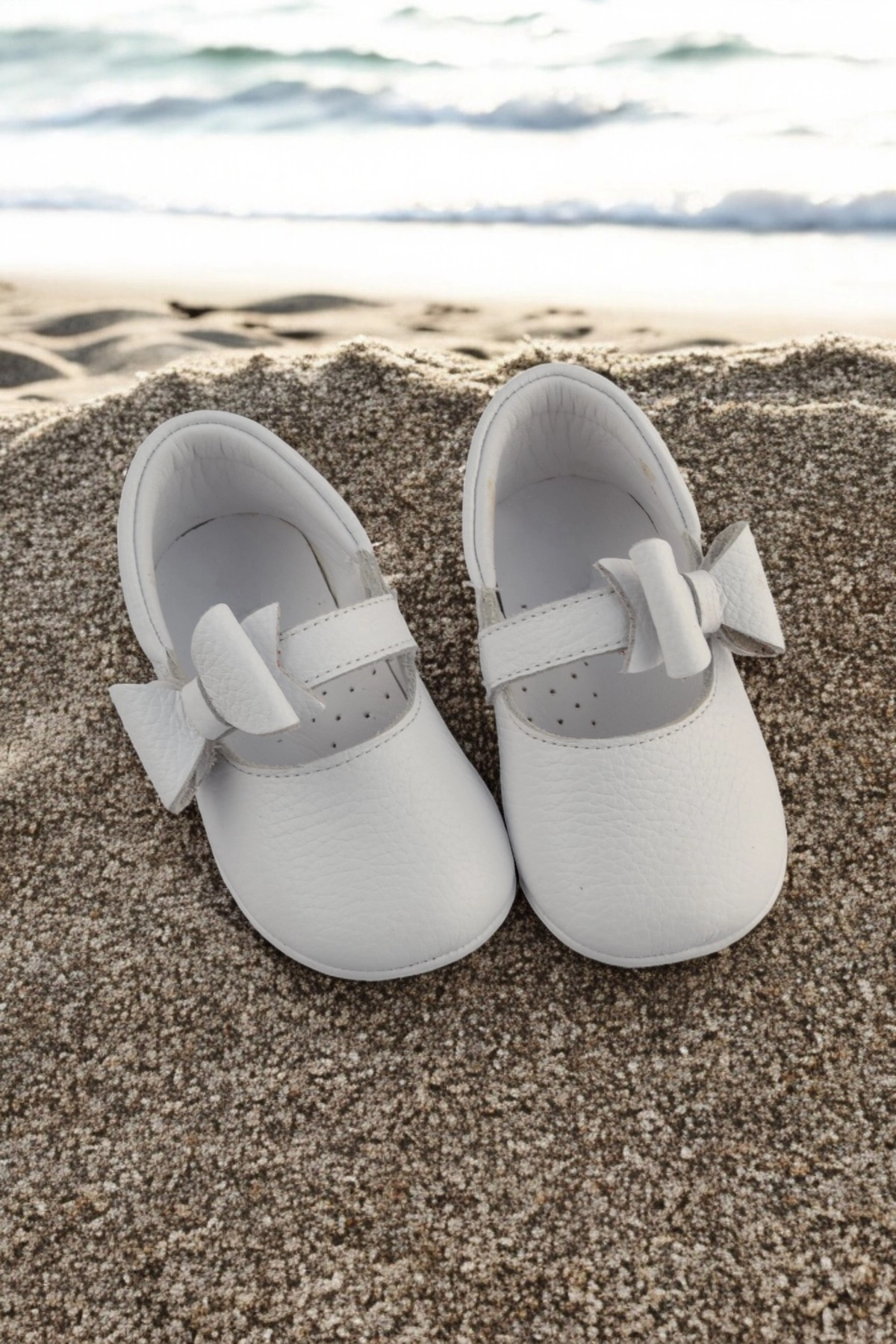 Hakiki Deri Babet Ortopedik ilkadım Bebek Ayakkabısı Beyaz CV-475