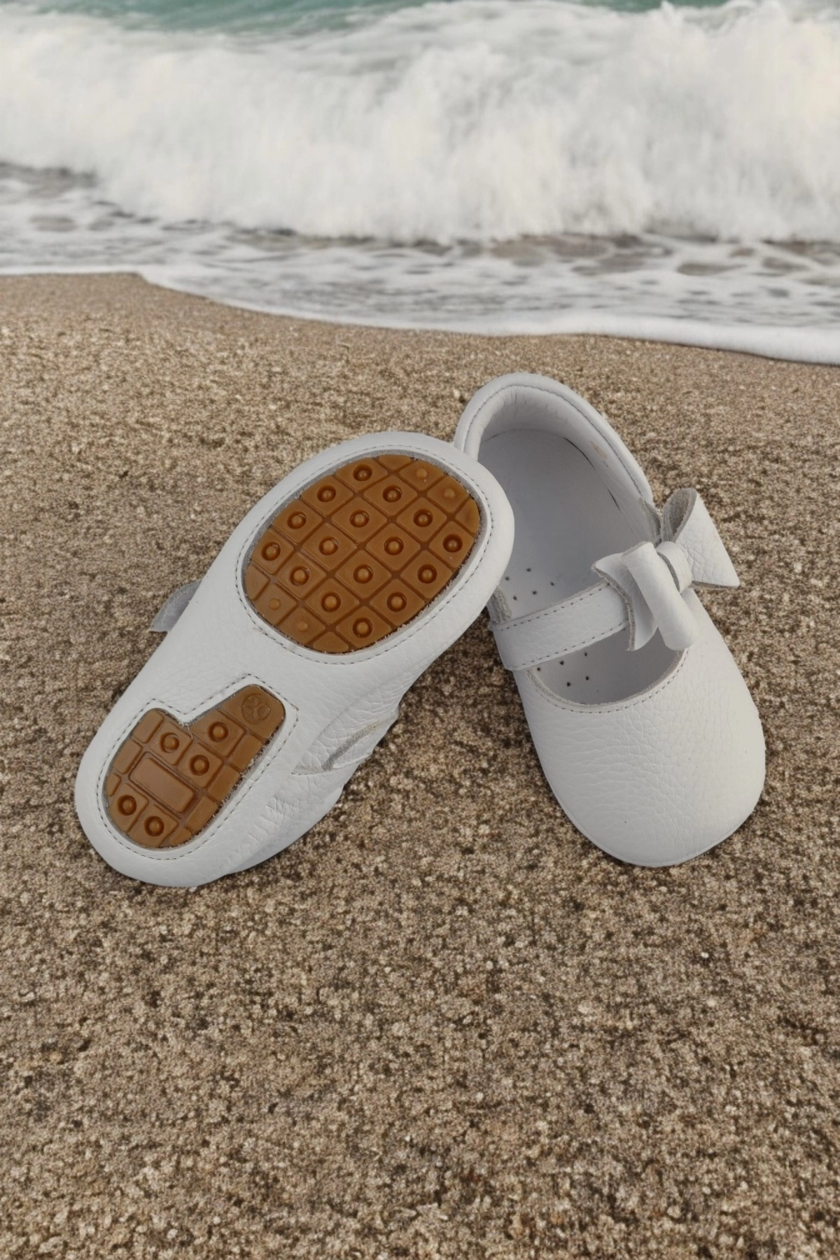 Hakiki Deri Babet Ortopedik ilkadım Bebek Ayakkabısı Beyaz CV-475