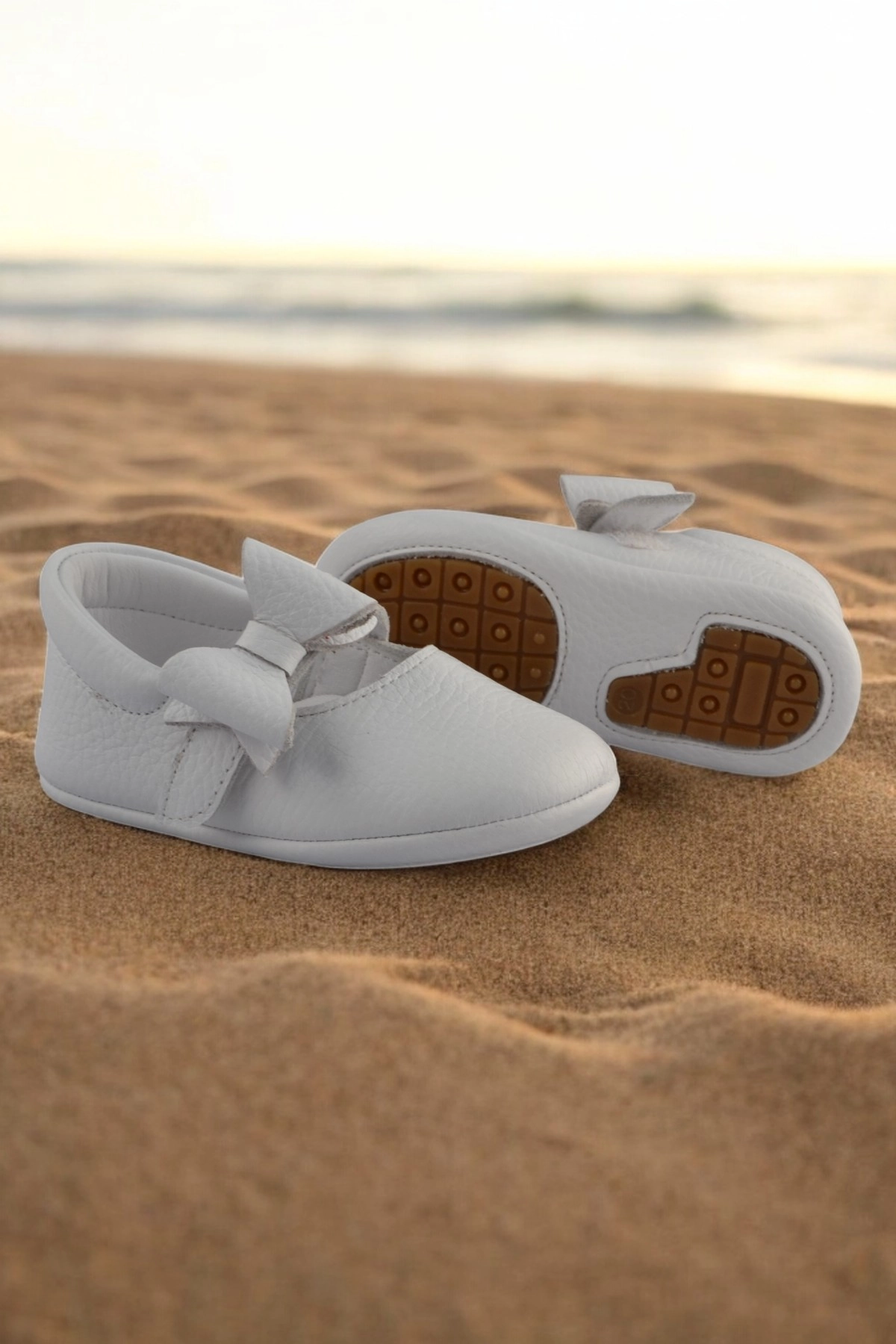 Hakiki Deri Babet Ortopedik ilkadım Bebek Ayakkabısı Beyaz CV-475