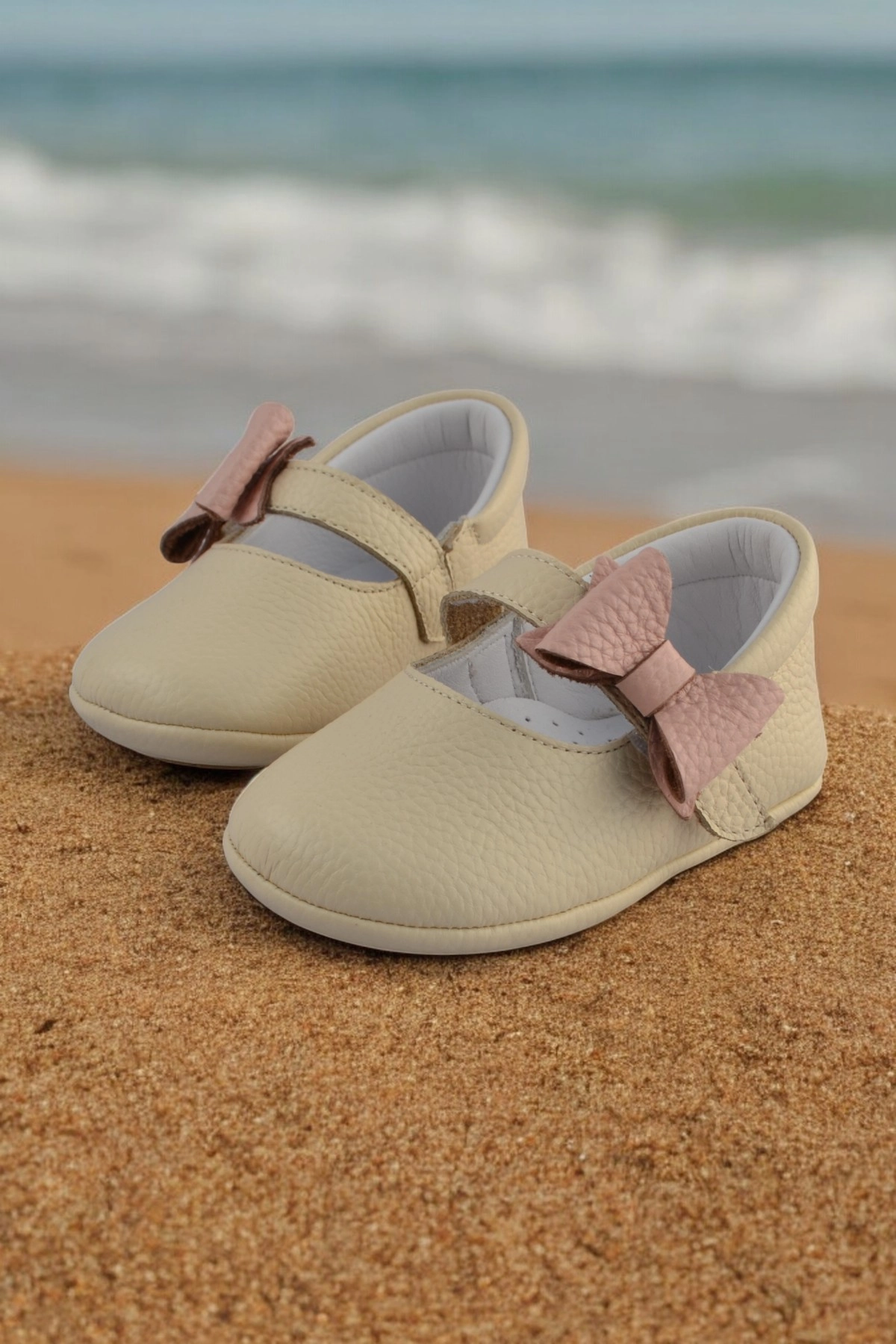 Hakiki Deri Babet Ortopedik ilkadım Bebek Ayakkabısı Bej CV-477