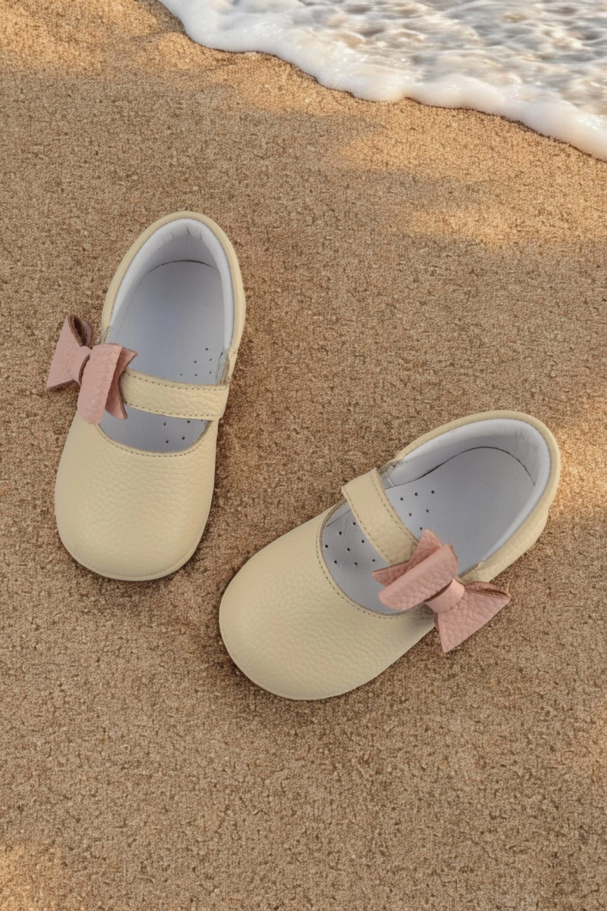 Hakiki Deri Babet Ortopedik ilkadım Bebek Ayakkabısı Bej CV-477