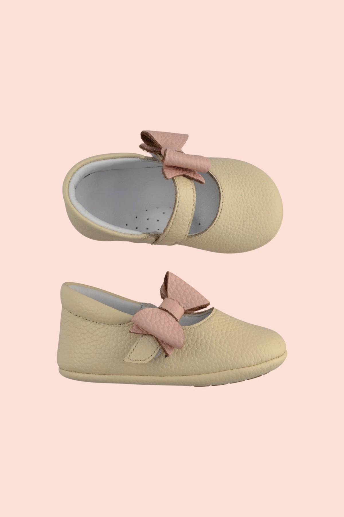 Hakiki Deri Babet Ortopedik ilkadım Bebek Ayakkabısı Bej CV-477