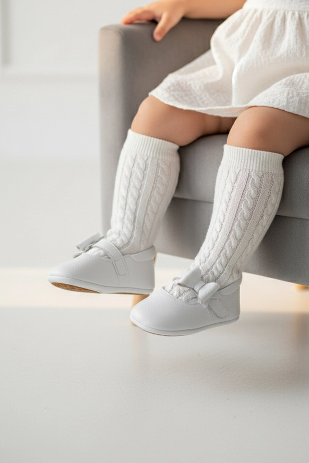 Hakiki Deri Babet Ortopedik ilkadım Bebek Ayakkabısı Beyaz CV-475