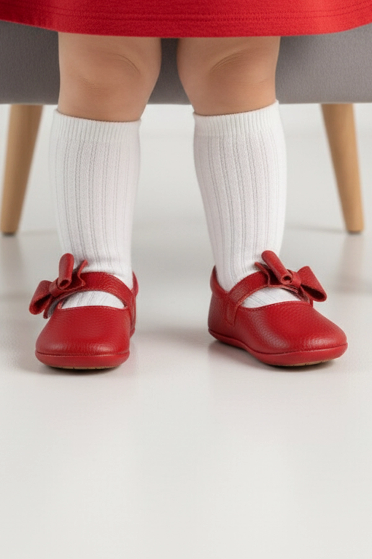 Hakiki Deri Babet Ortopedik ilkadım Bebek Ayakkabısı Kırmızı CV-476
