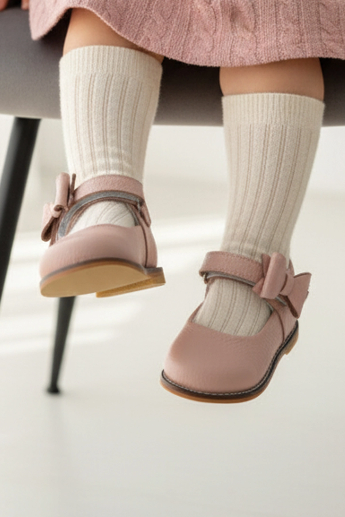 Hakiki Deri Cırtlı Ortopedik İlkadım Ayakkabı Pudra CV-469