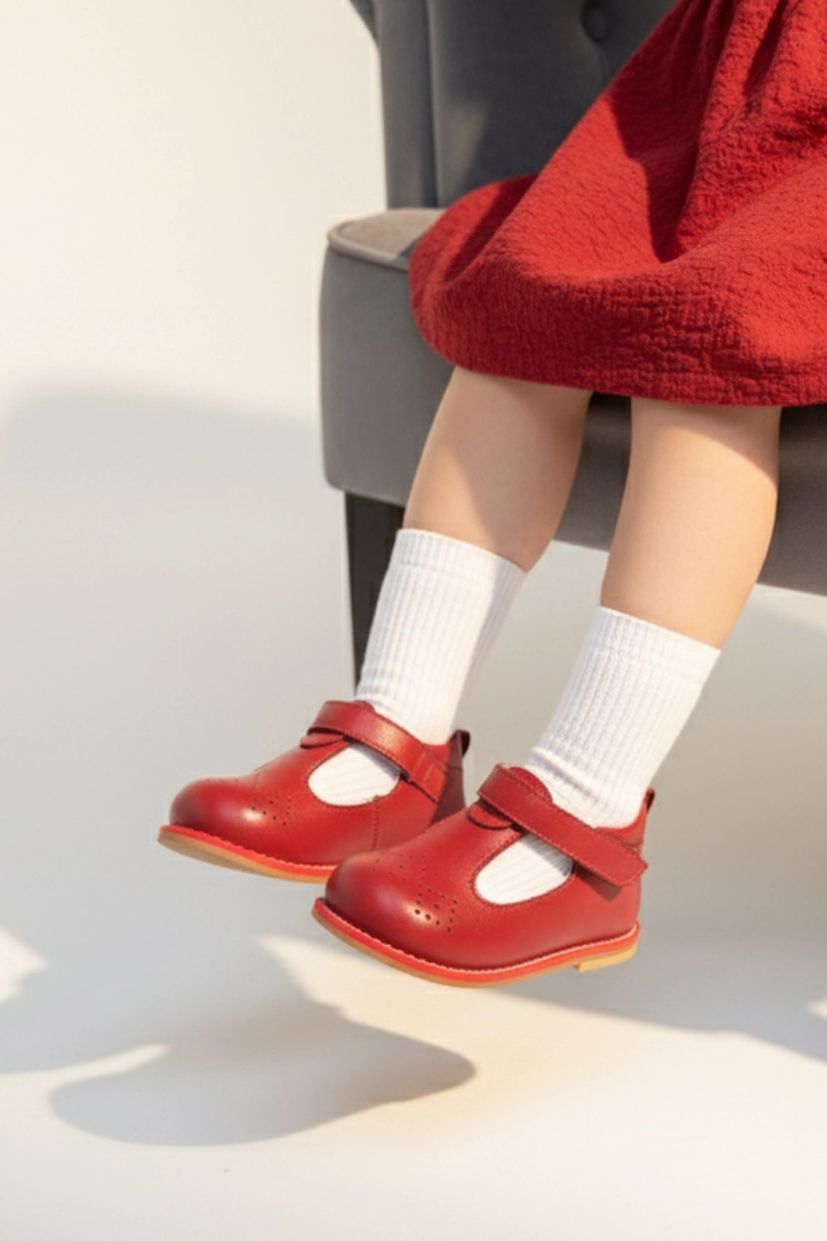 Hakiki Deri Cırtlı Ortopedik İlkadım Ayakkabı Kırmızı CV-473