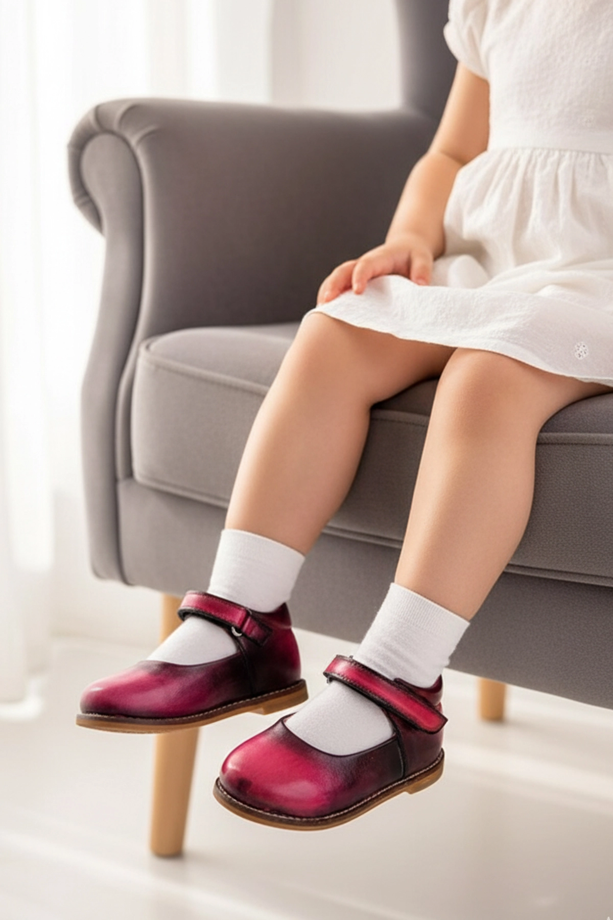 Hakiki Deri  Cırtlı Ortopedik İlkadım Ayakkabı Pembe Siyah CV-464