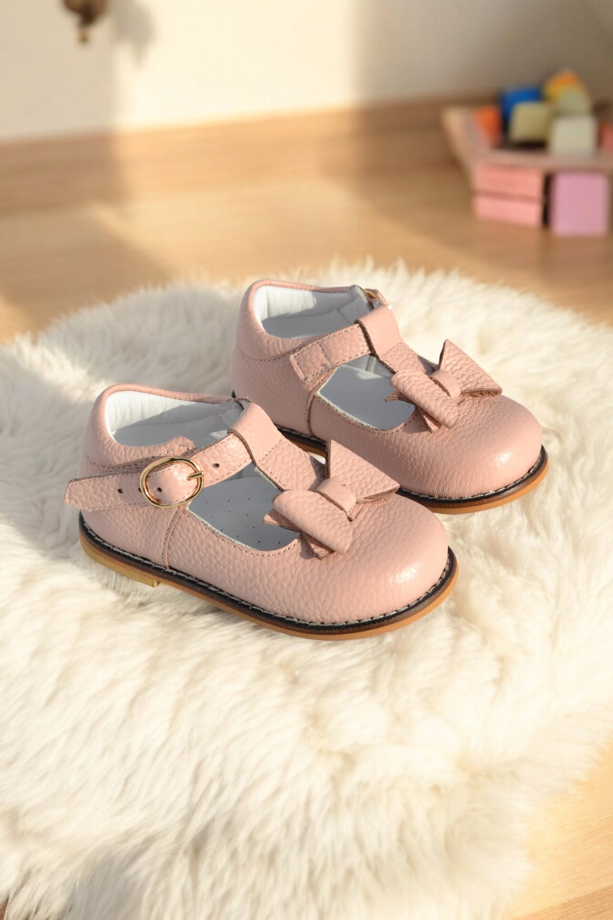 Hakiki Deri Ortopedik İlkadım Ayakkabı Pudra CV-468