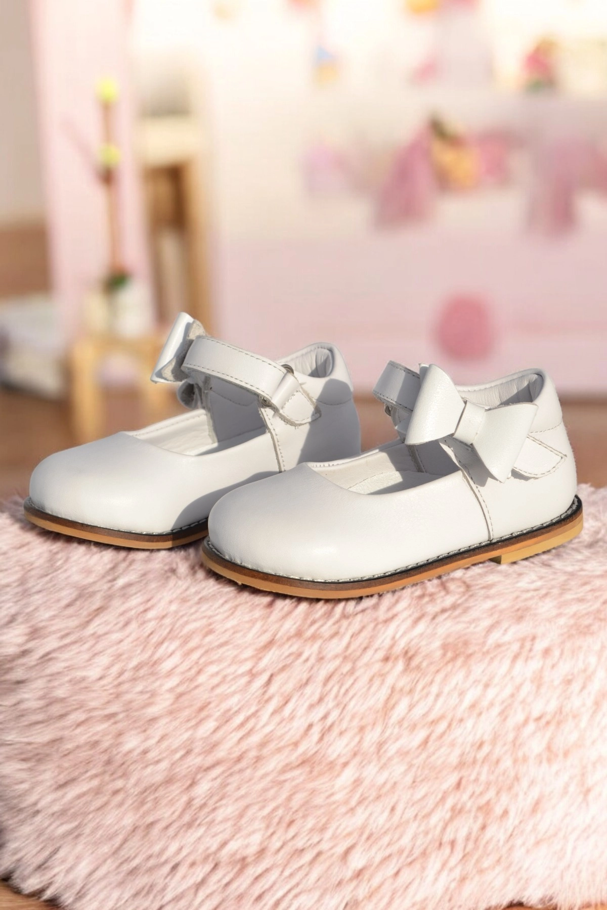 Hakiki Deri Cırtlı Ortopedik İlkadım Ayakkabı Beyaz CV-471