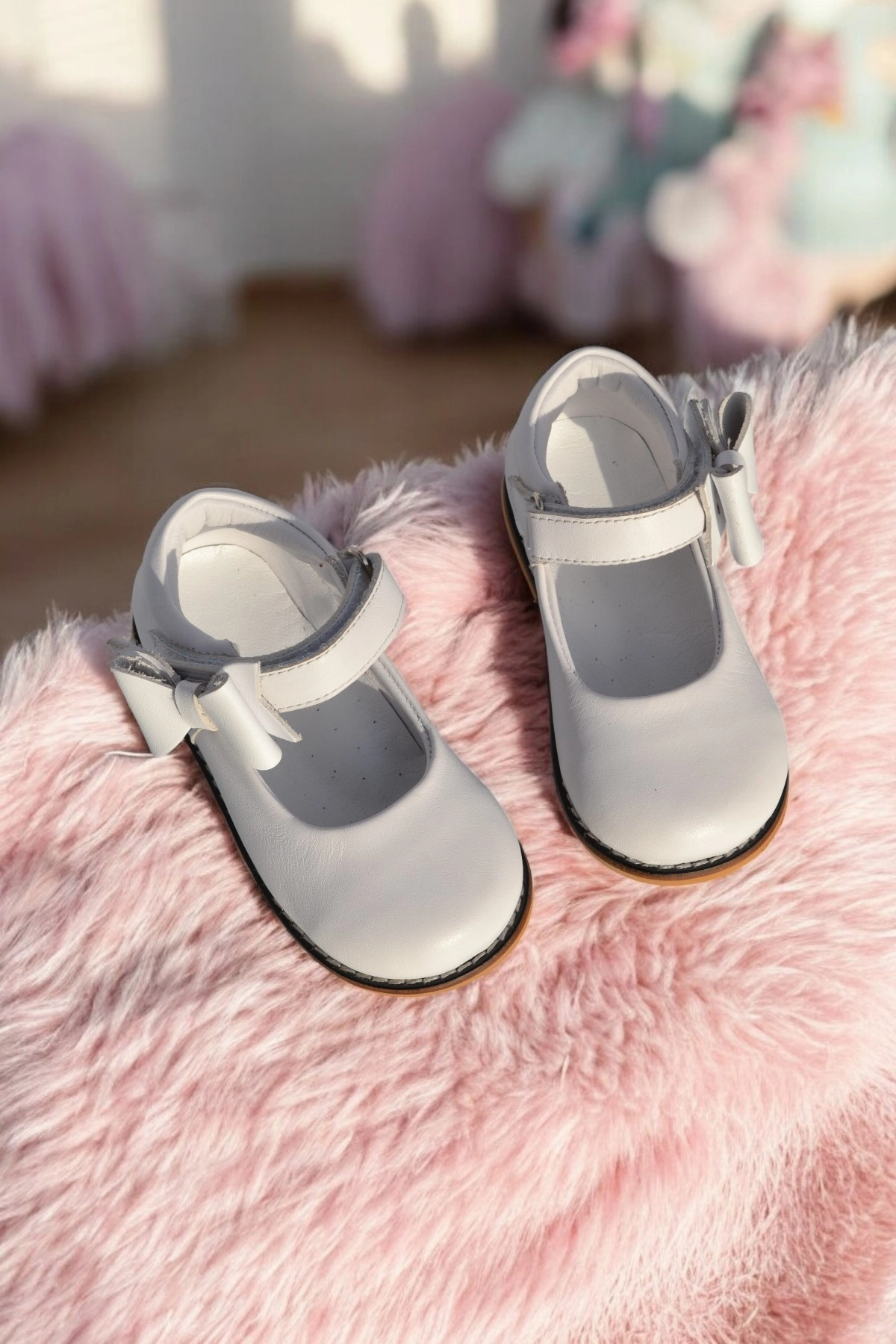 Hakiki Deri Cırtlı Ortopedik İlkadım Ayakkabı Beyaz CV-471