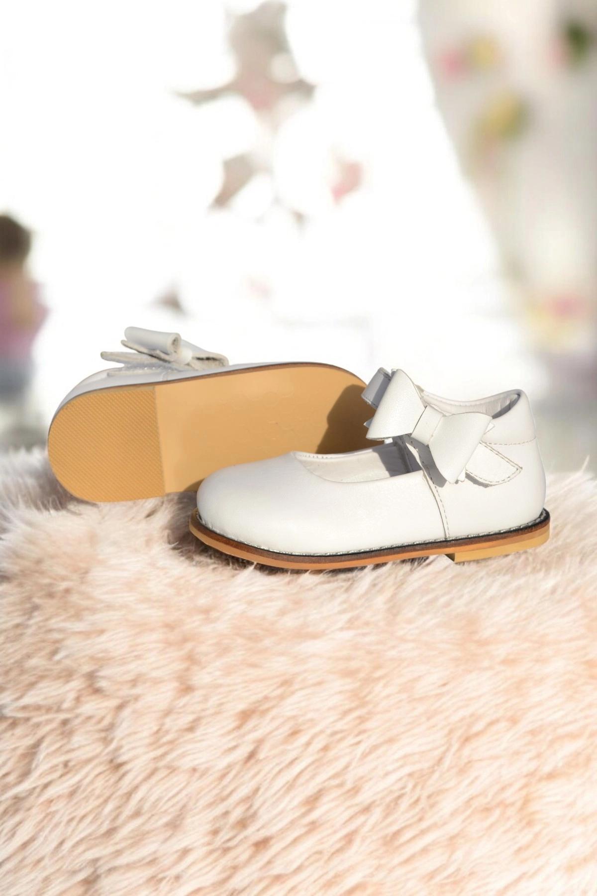 Hakiki Deri Cırtlı Ortopedik İlkadım Ayakkabı Beyaz CV-471