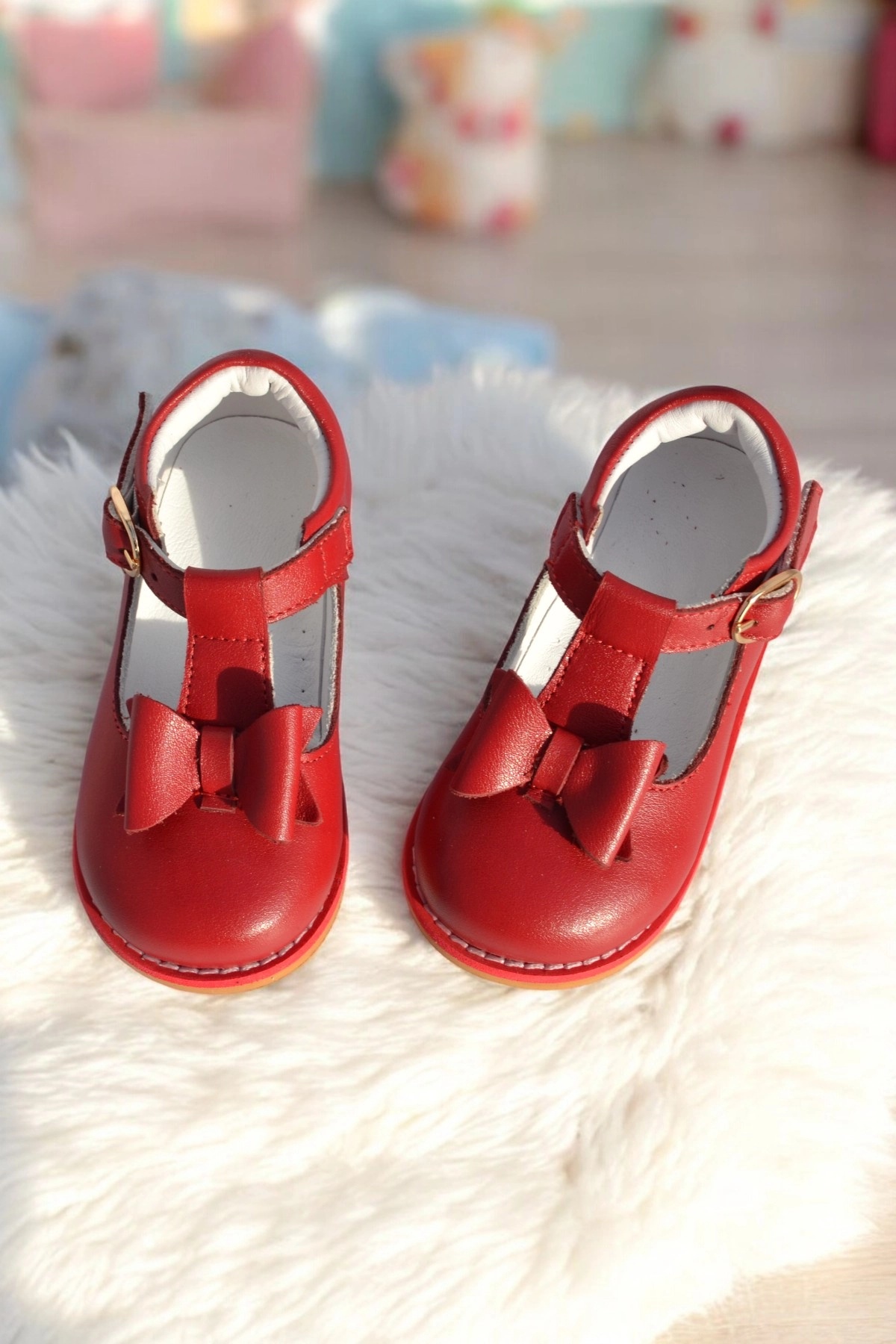 Hakiki Deri Ortopedik İlkadım Ayakkabı Kırmızı CV-472