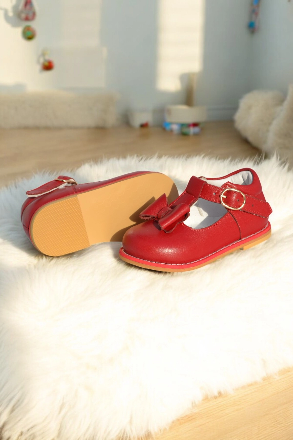 Hakiki Deri Ortopedik İlkadım Ayakkabı Kırmızı CV-472