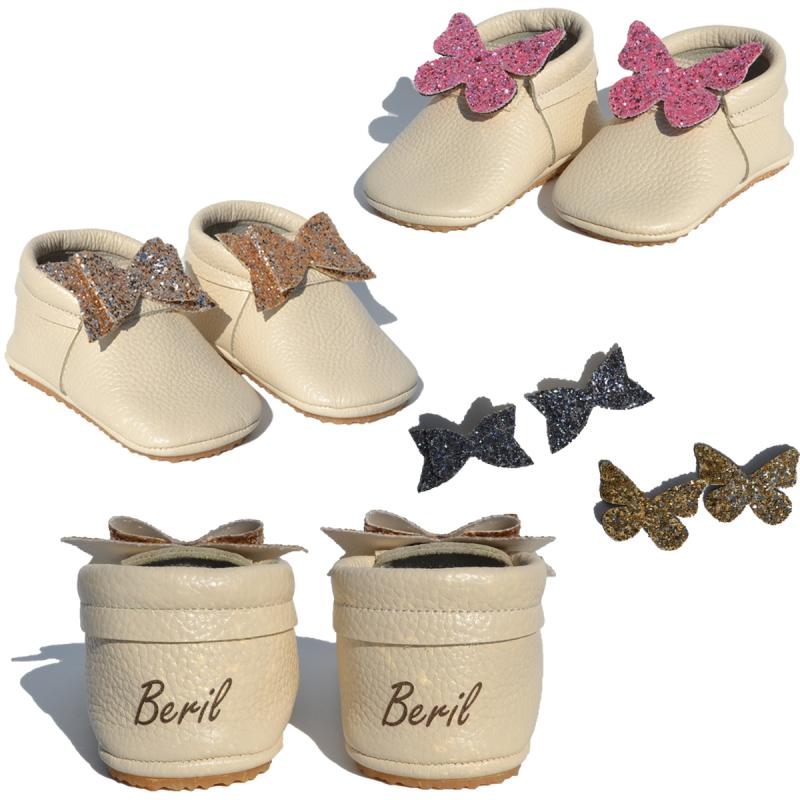 Sihirli İsimli Tabanlı Makosen Bebek Ayakkabısı Bej CV-349