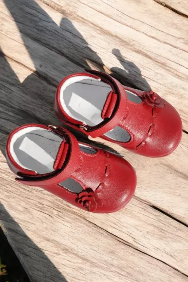 T-Bar Hakiki Deri Cırtlı ilkadım Bebek Ayakkabısı