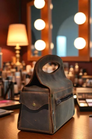 Deri Makyaj ve Takı Çantası